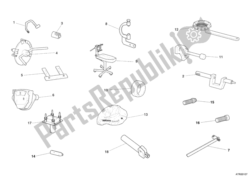 Todas as partes de 001 - Ferramentas De Serviço De Oficina, Motor do Ducati Superbike 749 R 2006